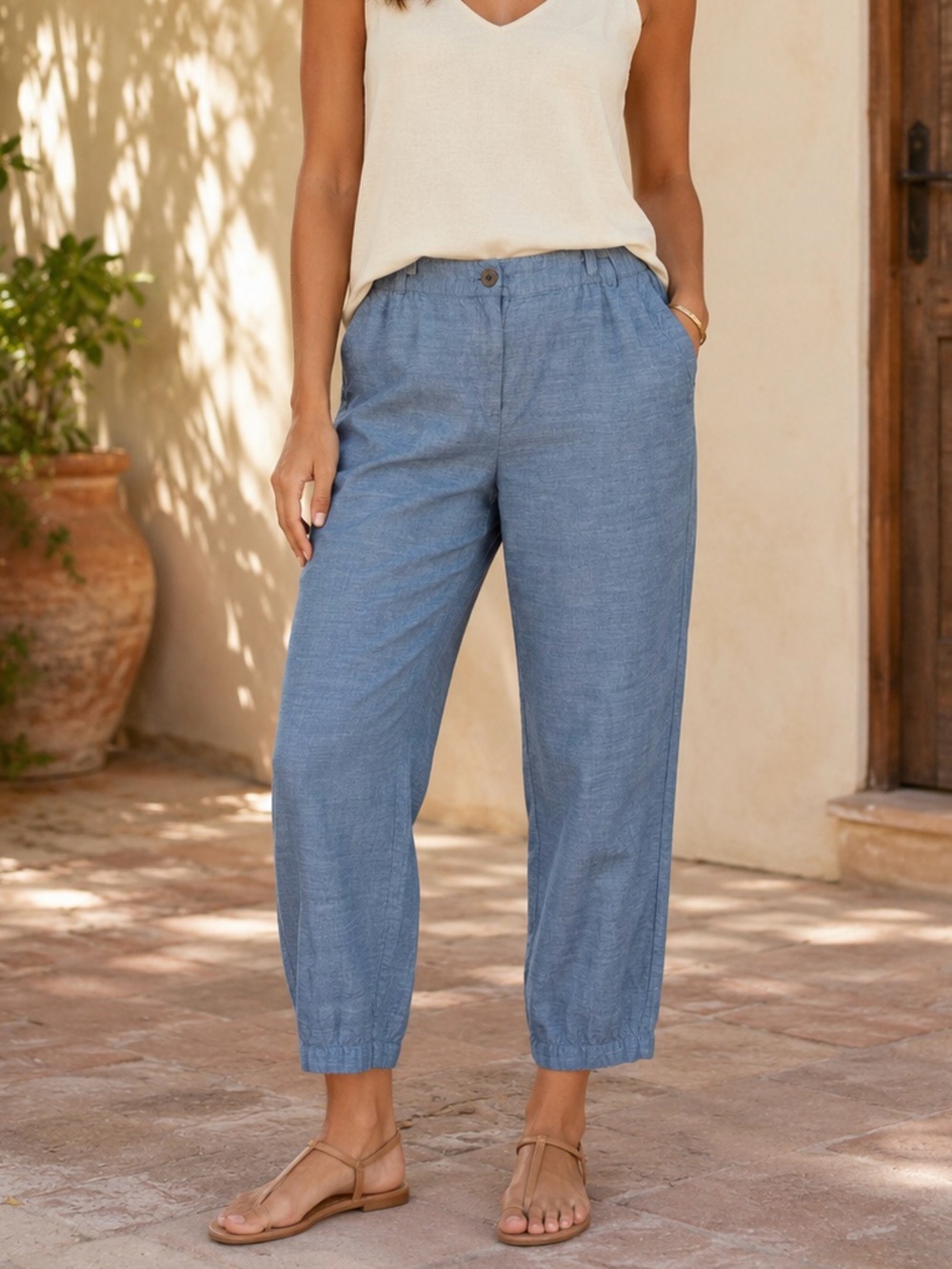 Talbots Light Blue Drawstring Ankle Pants